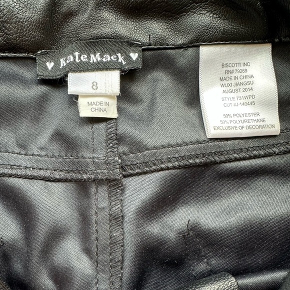 Kate Mack Faux Leather Pant Adjustable waist GUC vegan - Picture 5 of 7